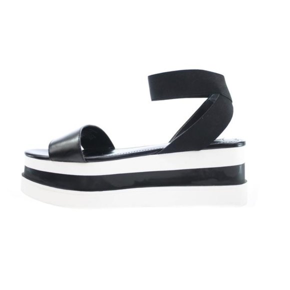 black and white platform sandals